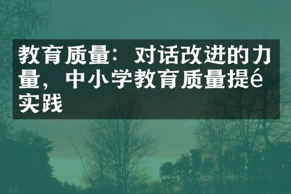 教育质量：对话改进的力量，中小学教育质量提高实践