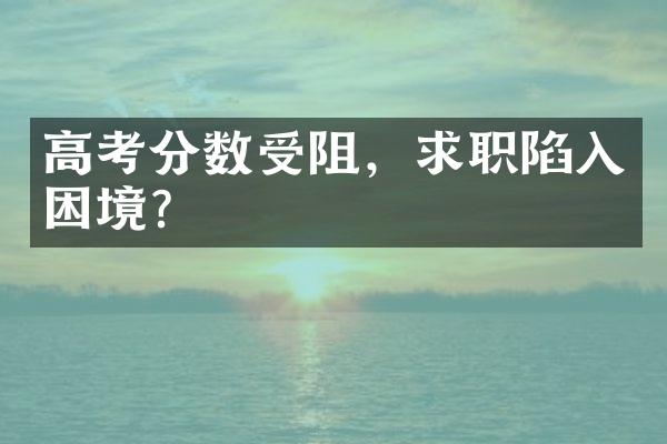 高考分数受阻，求职陷入困境？