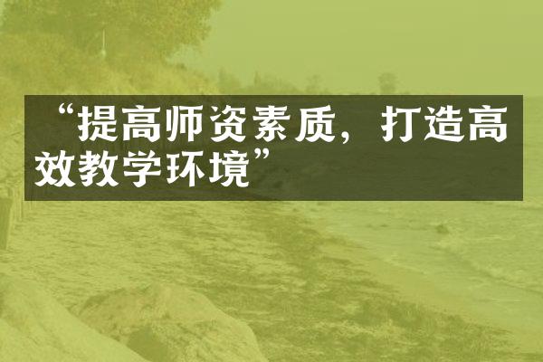 “提高师资素质，打造高效教学环境”