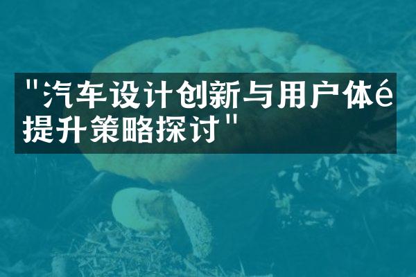 "汽车设计创新与用户体验提升策略探讨"