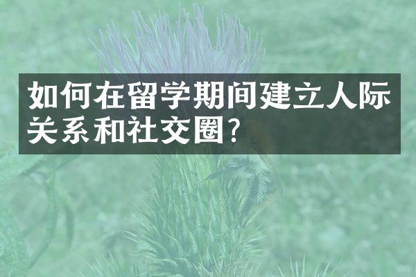 如何在留学期间建立人际关系和社交圈？