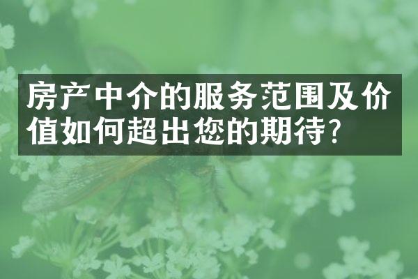 房产中介的服务范围及价值如何超出您的期待？