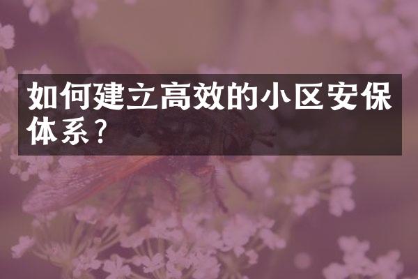 如何建立高效的小区安保体系？