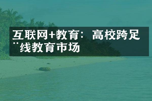 互联网+教育：高校跨足在线教育市场