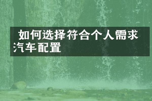  如何选择符合个人需求的汽车配置