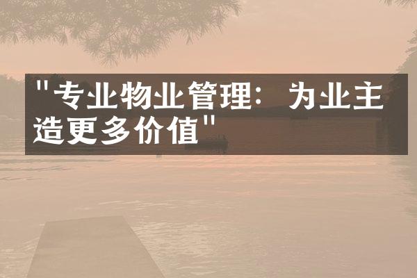 "专业物业管理：为业主创造更多价值"