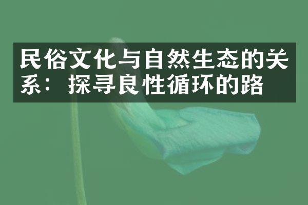 民俗文化与自然生态的关系：探寻良性循环的路径