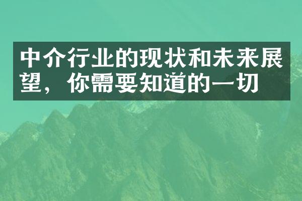 中介行业的现状和未来展望，你需要知道的一切！