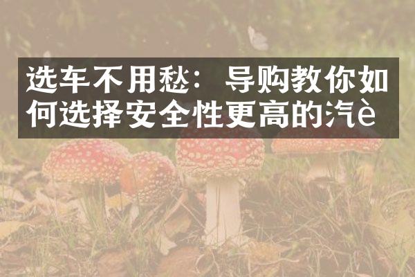 选车不用愁：导购教你如何选择安全性更高的汽车