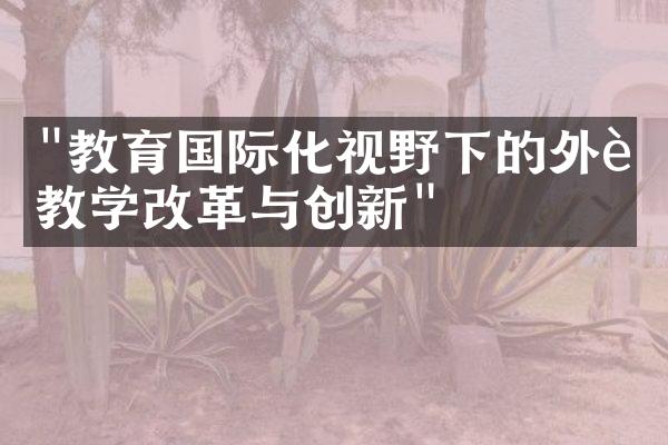 "教育国际化视野下的外语教学改革与创新"