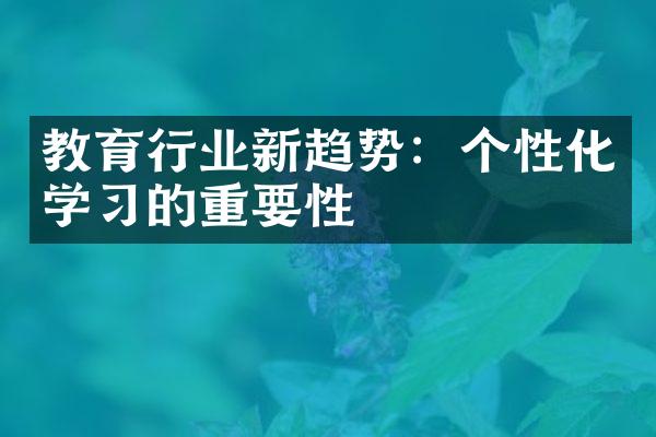 教育行业新趋势：个性化学的重要性