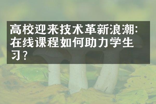 高校迎来技术革新浪潮：在线课程如何助力学生学习？