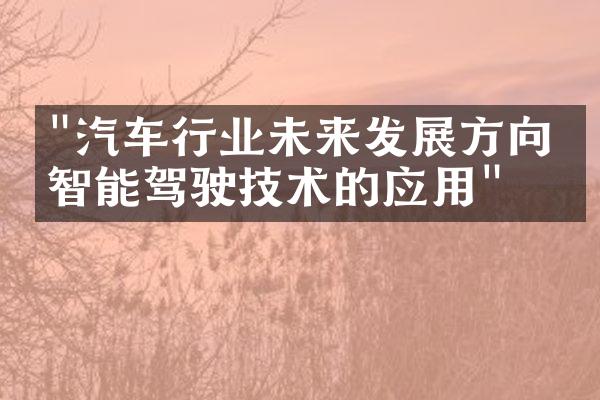 "汽车行业未来发展方向：智能驾驶技术的应用"