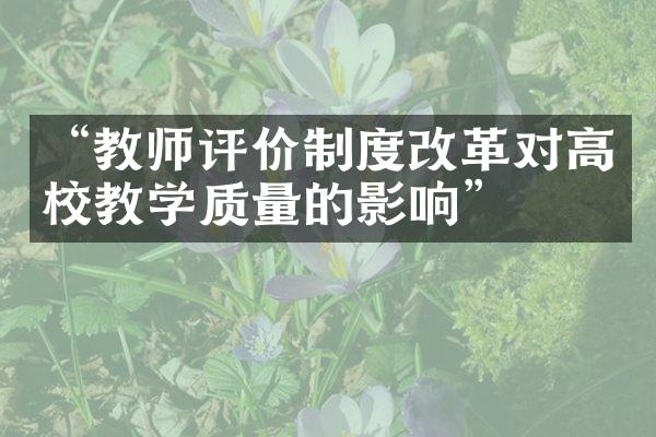 “教师评价制度改革对高校教学质量的影响”