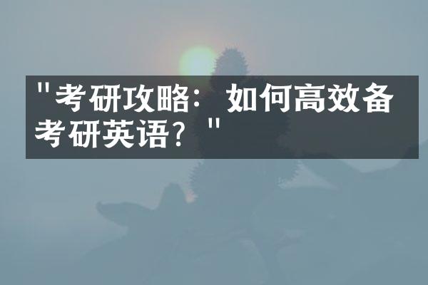 "考研攻略：如何高效备战考研英语？"