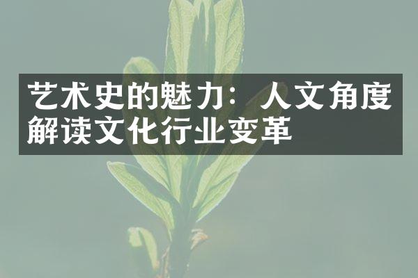 艺术史的魅力：人文角度解读文化行业变革