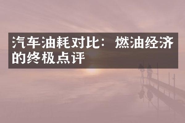 汽车油耗对比：燃油经济的终极点评