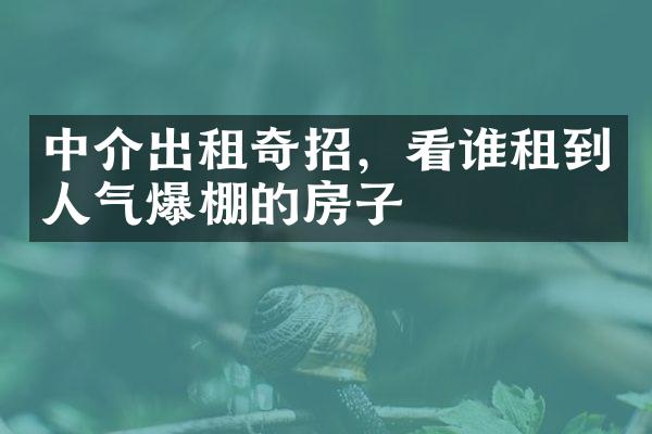 中介出租奇招，看谁租到人气爆棚的房子