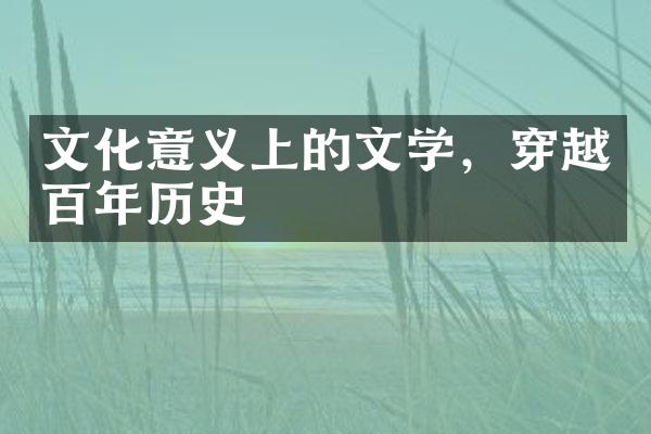 文化意义上的文学，穿越百年历史