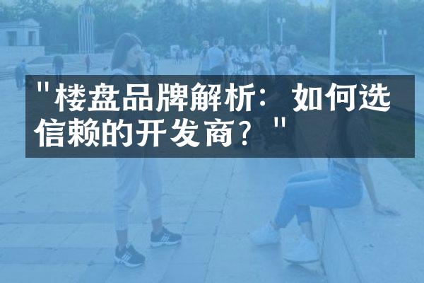 "楼盘品牌解析：如何选择信赖的开发商？"