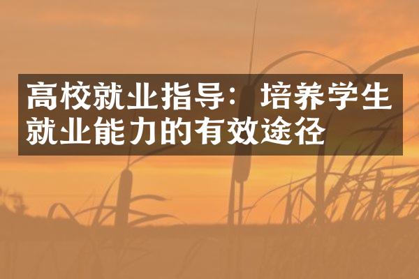 高校就业指导：培养学生就业能力的有效途径