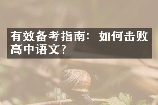 有效备考指南：如何击败高中语文？