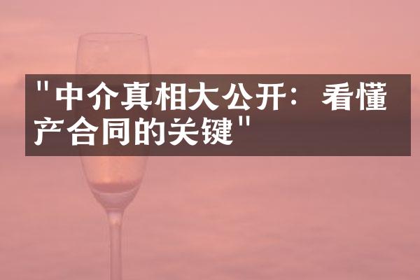 "中介真相大公开：看懂房产合同的关键"