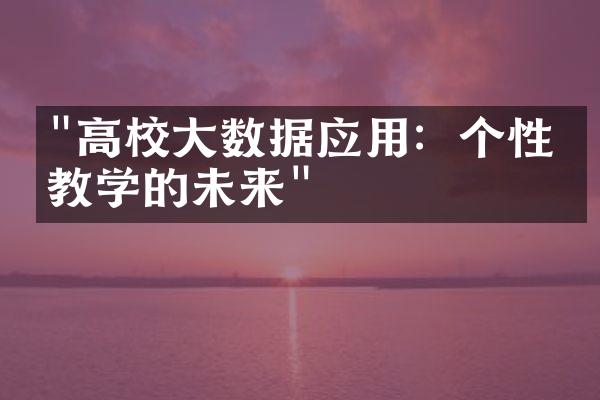 "高校大数据应用：个性化教学的未来"