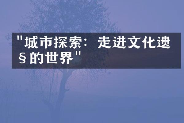 "城市探索：走进文化遗产的世界"