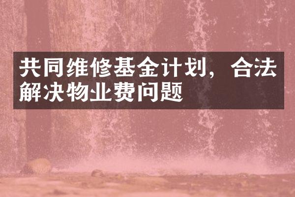 共同维修基金计划，合法解决物业费问题