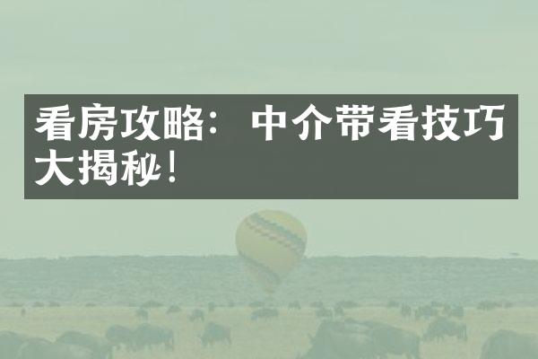 看房攻略：中介带看技巧大揭秘！