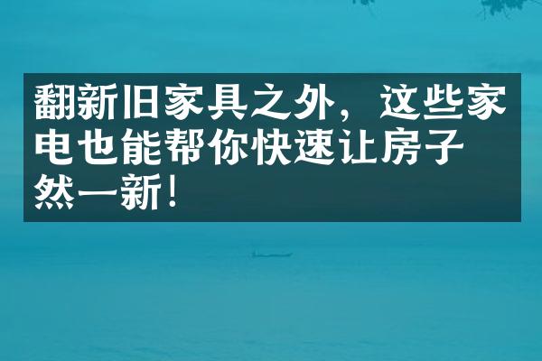 翻新旧家具之外，这些家电也能帮你快速让房子焕然一新！