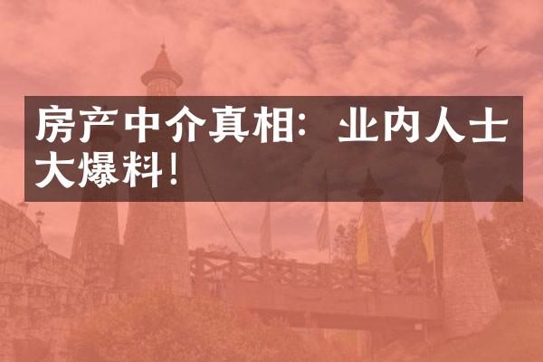 房产中介真相：业内人士大爆料！