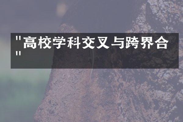 "高校学科交叉与跨界合作"