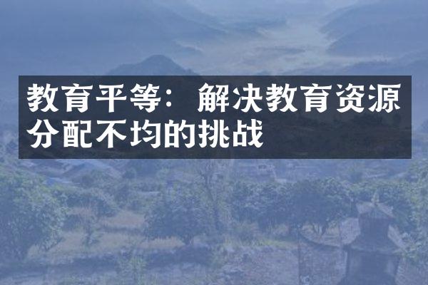 教育平等：解决教育资源分配不均的挑战