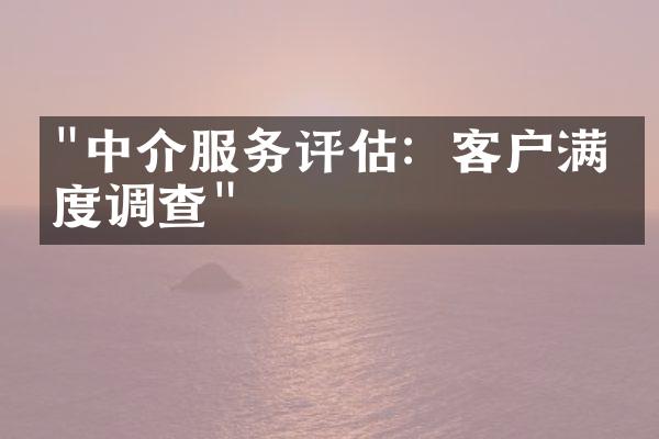 "中介服务评估：客户满意度调查"