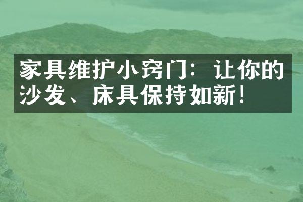 家具维护小窍门：让你的沙发、床具保持如新！