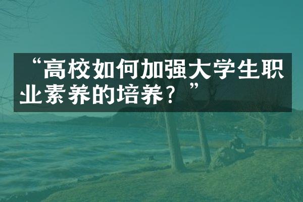 “高校如何加强大学生职业素养的培养？”