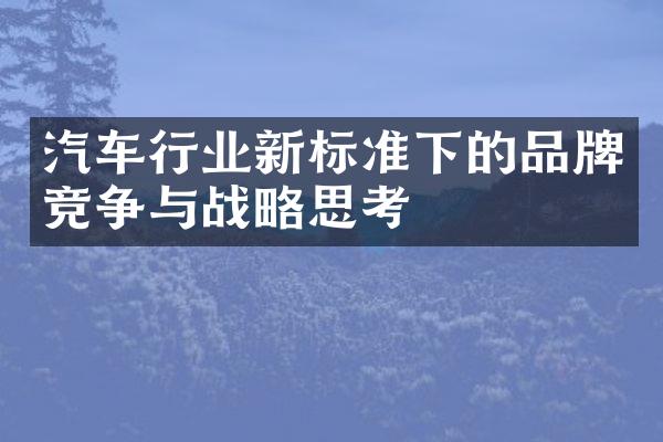 汽车行业新标准下的品牌竞争与战略思考