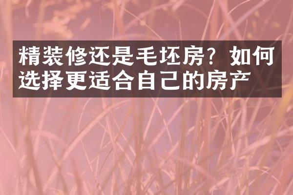 精装修还是毛坯房？如何选择更适合自己的房产？