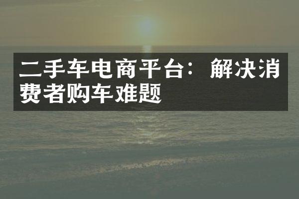 二手车电商平台：解决消费者购车难题