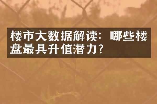 楼市大数据解读：哪些楼盘最具升值潜力？