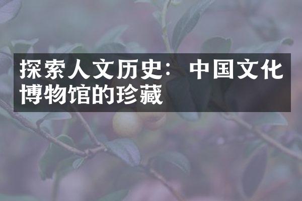 探索人文历史：中国文化博物馆的珍藏