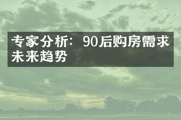 专家分析：90后购房需求与未来趋势