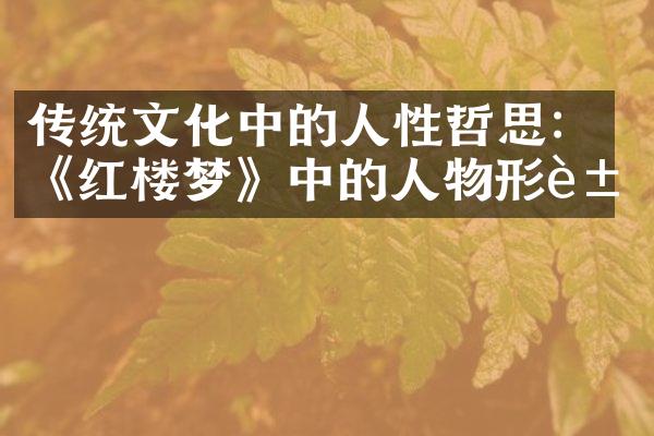 传统文化中的人性哲思：《红楼梦》中的人物形象