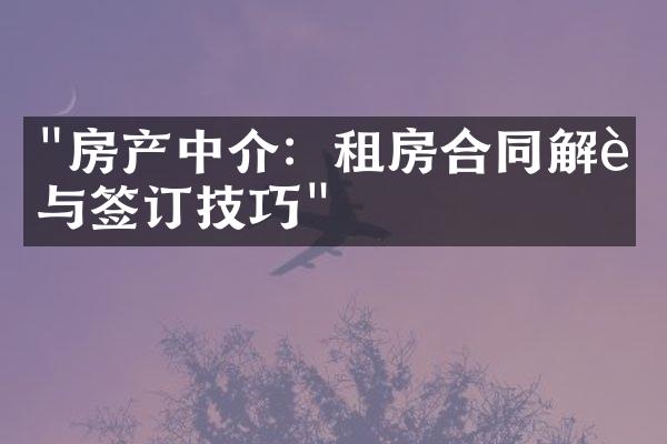 "房产中介：租房合同解读与签订技巧"