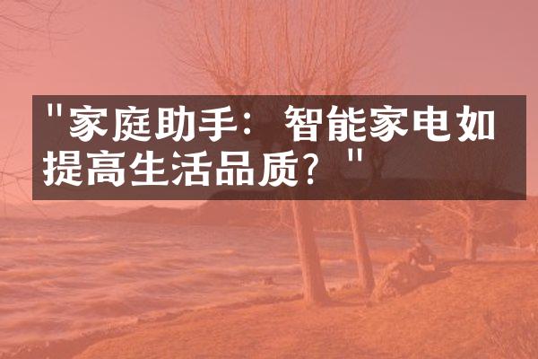 "家庭助手：智能家电如何提高生活品质？"