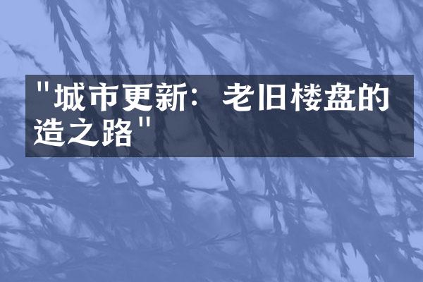 "城市更新：老旧楼盘的再造之路"