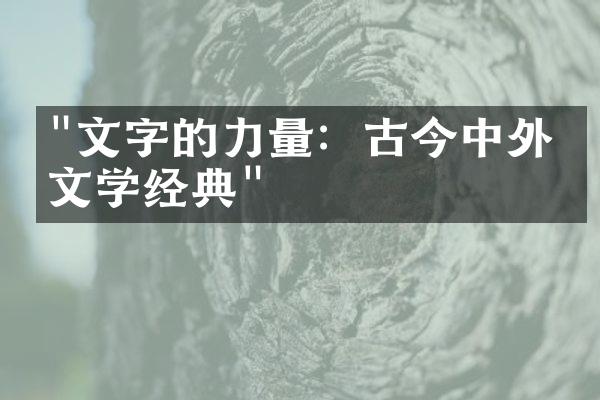 "文字的力量：古今中外的文学经典"