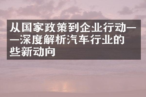 从国家政策到企业行动——深度解析汽车行业的一些新动向